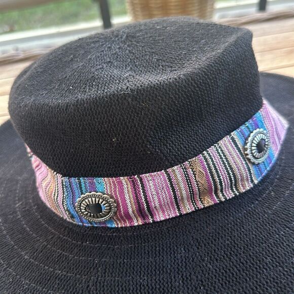 Anthropologie Wyeth Western Trimmed Boater Black Hat O/S